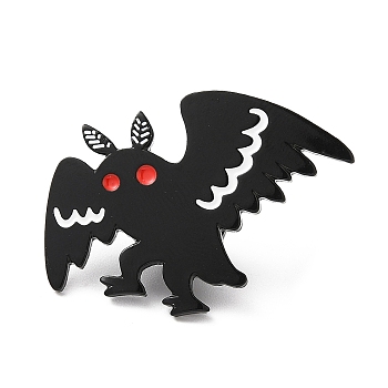 Halloween Bat Enamel Pin, Electrophoresis Black Plated Alloy Animal Badge for Backpack Clothes, Electrophoresis Black, 23x35x1.5mm