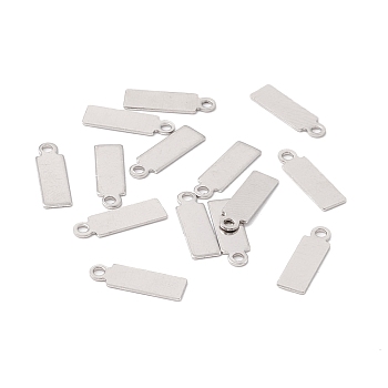 304 Stainless Steel Charms, Rectangle, Stainless Steel Color, 13x4x0.5mm, Hole: 1.4mm