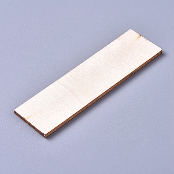 Unfinished Blank Poplar Wood Cabochons, Rectangle, for Jewelry Making, Floral White, 69.5x19.5x2mm