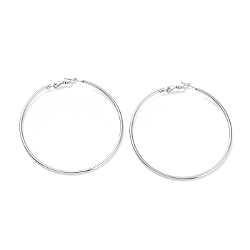 Ring 304 Stainless Steel Hoop Earrings for Women Men, Stainless Steel Color, 12 Gauge, 60.5x2mm, Pin: 0.6mm