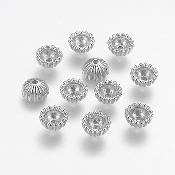 CCB Plastic Bead Caps, Apetalous, Platinum, 8.5x5mm, Hole: 1.5mm