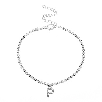 Fashionable and Creative Rhinestone Anklet Bracelets, English Letter P Hip-hop Creative Beach Anklet for Women