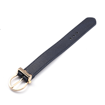 PU Leather Watch Bands, with Alloy Findings, Dark Blue, 10x1-1/2x1/2 inch(25.25x3.9x1.2cm)