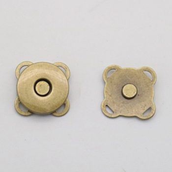 Alloy Magnetic Buttons Snap Magnet Fastener, Flower, for Cloth & Purse Makings, Antique Bronze, 18mm 2pcs/set