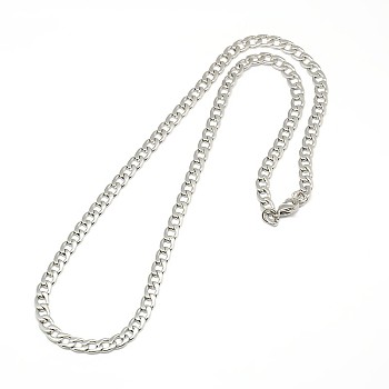 304 Stainless Steel Curb Chain/Twisted Chain Necklace Making, with Lobster Claw Clasps, Stainless Steel Color, 19 inch~20 inch(48.3~50.8cm), 5.5mm