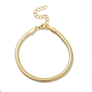 Rack Plating Brass Herringbone Chains Bracelet for Men Women, Cadmium Free & Lead Free, Real 18K Gold Plated, 7.48 inch(19cm)