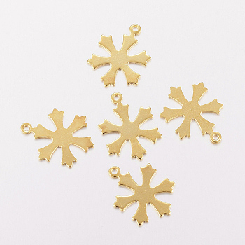 201 Stainless Steel Pendants, Snowflake, Golden, 19.5x14.5x0.8mm, Hole: 1.2mm