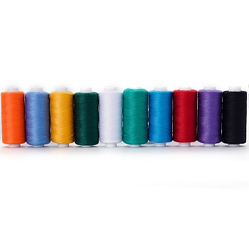 10 Colors Polyester Sewing Thread, Mixed Color, 260x60x27mm, 10pcs/set