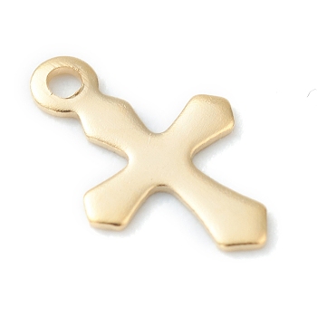 304 Stainless Steel Tiny Cross Charms, Laser Cut, Golden, 9x6x0.4mm, Hole: 0.9mm