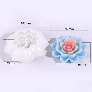 3D Lotus DIY Silicone Candle Molds, Aromatherapy Candle Moulds, Scented Candle Making Molds, White, 10.2x4.5cm