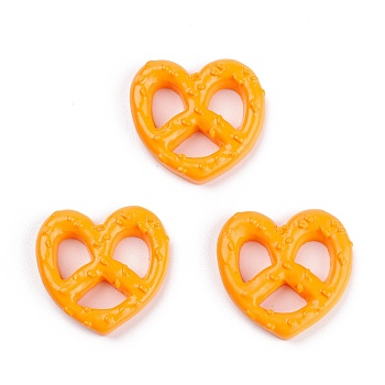 Resin Pendants, Imitation Heart Shaped Bread, Dark Orange, 23x25x5mm