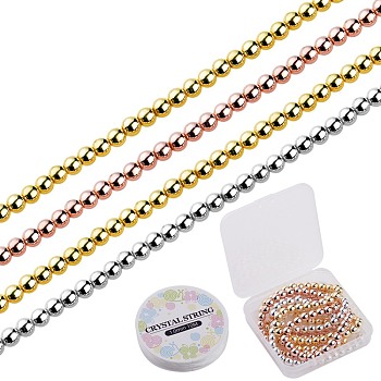 DIY Beaded Bracelets Making Kits, Including Electroplate Non-magnetic Synthetic Hematite Beads Strands and Elastic Crystal Thread, Mixed Color, 6mm, Hole: 1~1.5mm, about 67~72pcs/strand, 15.7 inch, 3strands/box