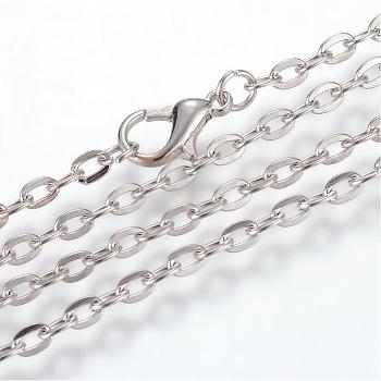 Iron Cable Chains Necklace Making, with Lobster Clasps, Unwelded, Platinum, 17.7 inch(45cm)
