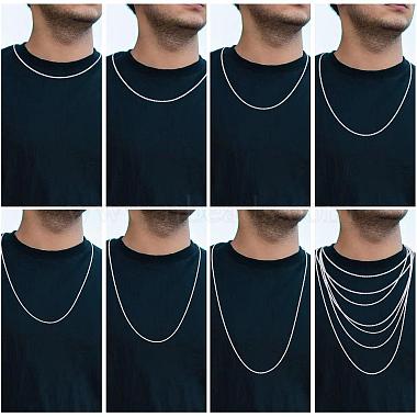 Rhodium Plated 925 Sterling Silver Thin Dainty Link Chain Necklace for Women Men(JN1096B-02)-5
