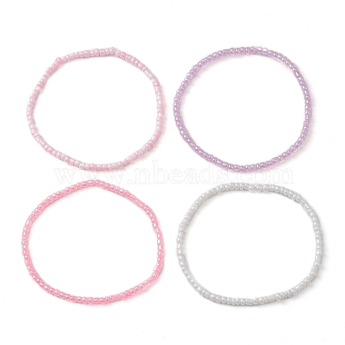 4 piezas 4 conjunto de pulseras elásticas con cuentas de semillas de vidrio de color(BJEW-JB10121)-3