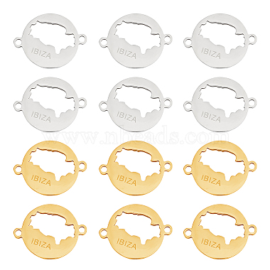 Golden & Stainless Steel Color Flat Round 201 Stainless Steel Links