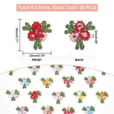 Pandahall Elite 160 pcs 8 couleurs motif de fleur soluble dans l'eau appliques de broderie informatisées(DIY-PH0013-98)-2