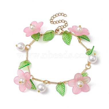 Pink Flower Brass Bracelets