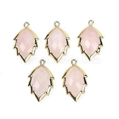 Golden Leaf Rose Quartz Pendants