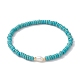 Synthetic Turquoise Rondelle & Natural Pearl Beaded Stretch Bracelets(BJEW-JB09918-08)-1