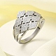 Textured Rhombus 304 Stainless Steel Finger Ring for Women(RJEW-L126-06B-P)-1