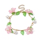 Acrylic Flower & Glass Pearl Charm Bracelets(BJEW-JB10054-02)-1