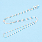 Brass Round Snake Chain Necklace with Lobster Claw Clasps, Silver, 17.72~18.11 inch(45~46cm)(MAK-ZX002-02B-S)