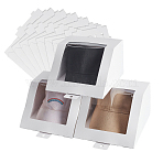 Foldable Cardboard Gift Cap Storage Boxes with Clear PVC Window, Rectangle, White, 19.8x12x19.8cm(CON-WH0099-67A)