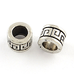Tibetan Style Alloy Beads, Large Hole Column Beads, Cadmium Free & Nickel Free & Lead Free, Antique Silver, 9x7mm, Hole: 6mm, about 607pcs/1000g(TIBEB-Q060-026-FF)