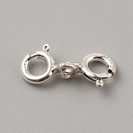 925 Sterling Silver Double Spring Ring Clasps, Silver, 15.5x6x1mm(STER-WH0008-34)