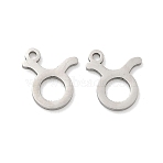 304 Stainless Steel Constellation Pendants, Taurus Charm, 10x9x1mm, Hole: 1.2mm(STAS-H260-01P-04)