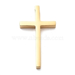 Ion Plating(IP) 304 Stainless Steel Pendants, Cross Charm, Real 18K Gold Plated, 40.5x23x5mm, Hole: 3mm(STAS-A103-05C-G)