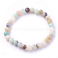 Natural Flower Amazonite Beads Stretch Bracelets, Round, 1-7/8 inch~2-1/8 inch(4.9~5.3cm), Beads: 6~7mm(BJEW-F380-01-A09)
