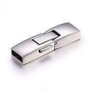 304 Stainless Steel Bayonet Clasps, Rectangle, Stainless Steel Color, 36x13x6mm, Hole: 3.5x9mm(X-STAS-E440-06P)