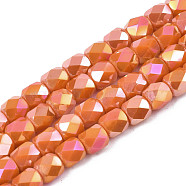 Electroplate Glass Beads Strands, AB Color Plated, Faceted, Column, Orange, 5.5x5mm, Hole: 1.2mm, about 99pcs/strand, 21.85 inch(55.5cm)(EGLA-N002-13-A17)