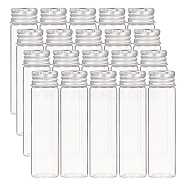 Glass Bottles, with Screw Aluminum Cap and Silicone Stopper, Empty Jar, Platinum, Clear, 8x2.2cm, Capacity: 20ml(0.67 fl. oz), 20pcs/box(AJEW-BC0001-20B)