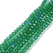 Electroplate Glass Beads Strands, Half Rainbow Plated, Faceted, Rondelle, Dark Cyan, 6x5mm, Hole: 1mm, about 85~88pcs/strand, 16.1~16.5 inch(41~42cm)(X1-EGLA-A034-T6mm-L12)