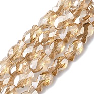 Transparent Electroplate Glass Beads Strands, Pearl Luster Plated, Faceted, Fish, Goldenrod, 10.5x6x5mm, Hole: 1.4mm, about 55pcs/strand, 21.97 inch(55.8cm)(EGLA-F157-PL01)