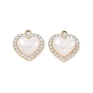 Alloy Enamel Pendants, with Crystal Rhinestone, Heart, Golden, 17x16x5mm, Hole: 2mm(FIND-M018-01G)