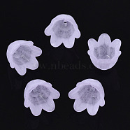 Transparent Acrylic Bead Caps, Frosted, Flower, 6-Petal, Lilac, 8x10.5x10.5mm, Hole: 1.4mm(X-FACR-N005-002F)