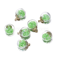 Luminous Glow in the Dark Glass Ball Pendant, Wish Bottle Charms, Medium Spring Green, 21.5x16mm, 5Pcs/bag(PW-WG33078-03)