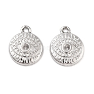 Non-Tarnish 304 Stainless Steel Pendant Rhinestone Settings, Flat Round, Stainless Steel Color, 14.5x12x2.5mm, Hole: 1.5mm, Fit for 1.8mm Rhinestone(STAS-P364-03P)