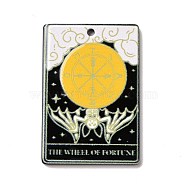Printed Acrylic Pendants, Rectangle with Tarot Pattern, The Wheel of Fortune X, 39.5x27x2mm, Hole: 1.8mm(OACR-D008-04C)