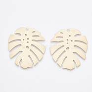 Smooth Surface Iron Pendants, Tropical Leaf Charms, Cadmium Free & Lead Free, Monstera Leaf, Matte Gold Color, 45.5x39.5x1mm, Hole: 3x2mm(IFIN-T012-75-RS)