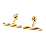 Ion Plating(IP) 304 Stainless Steel Stud Earrings, Column, Golden, 14x2mm(EJEW-Z034-04D-G)