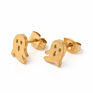 Halloween Ghosts 304 Stainless Steel Stud Earrings for Women, Golden, 9x6mm, Pin: 0.7mm(EJEW-B019-04G)