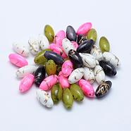 Spray Painted Drawbench Acrylic Beads, Oval, Mixed Color, 12x6mm, Hole: 1mm, about 2000pcs/500g(MACR-K331-21)