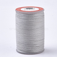 Waxed Polyester Cord, Micro Macrame Cord, Twisted Cord, Round, Silver, 1mm, about 57.96~65.62 Yards(53~60m)/Roll(YC-N010-01I)