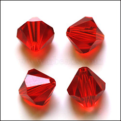 Imitation Austrian Crystal Beads, Grade AAA, K9 Glass, Faceted, Bicone, Red, 6x6mm, Hole: 0.7~0.9mm(SWAR-F022-6x6mm-227)