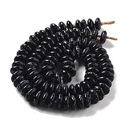 Handmade Lampwork Beads, Rondelle, Black, 14.5~15x6.5~7.5mm, Hole: 3.6mm, about 93pcs/strand, 25''(63.5cm)(LAMP-Z008-12C)
